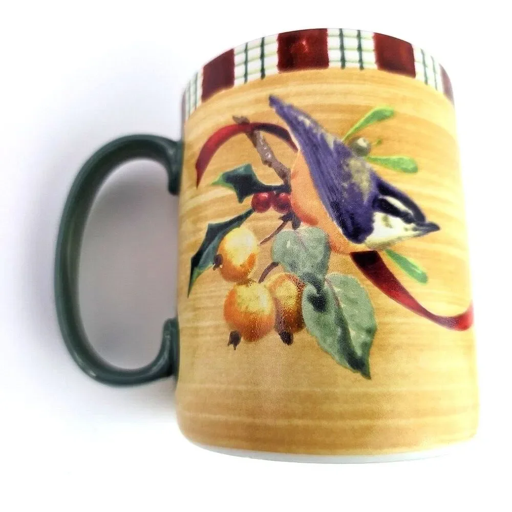 Lenox Coffee Mug Cup Winter Greetings Everyday Holiday Nuthatch Bird on Fruit